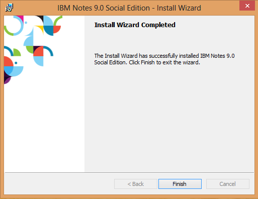 IBM Notes 9.0 - Install Wizard Completed