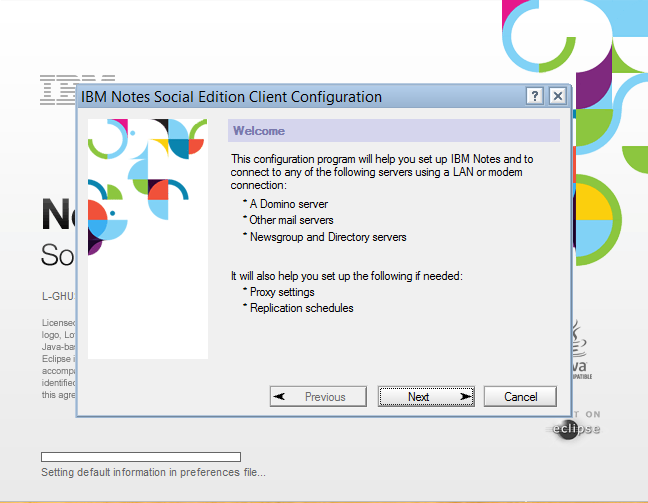 IBM Notes 9.0 - The configuration wizard