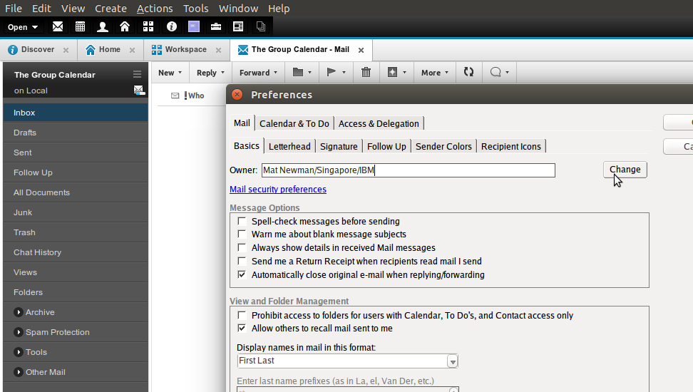 lotus notes client setup local folder