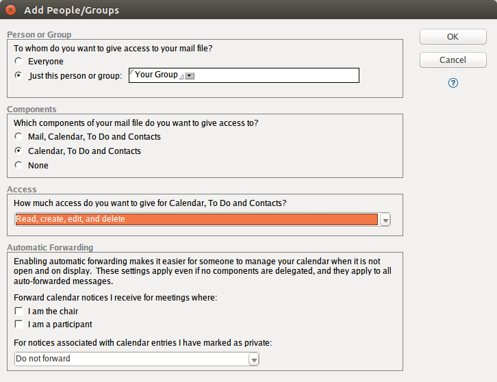 Shared or Group Calendars in IBM Notes