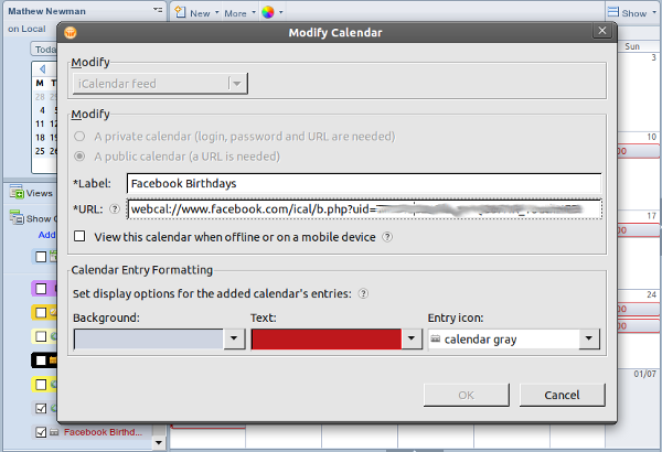 Add Facebook to Lotus Notes Calendar Step 4