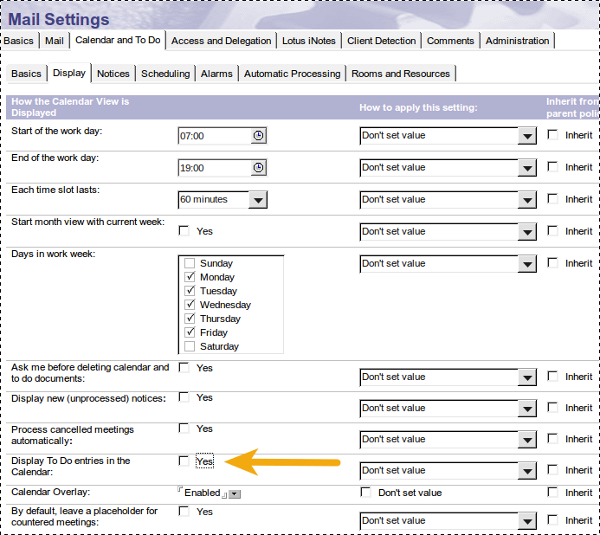 Enable Automatic update of Lotus Notes To Do's Step 1