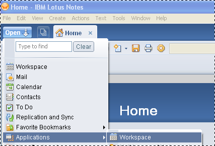 Access the Lotus Notes Workspace