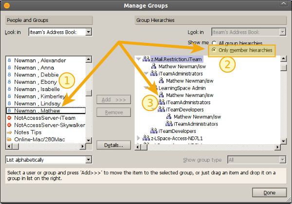 Showing a users group membership