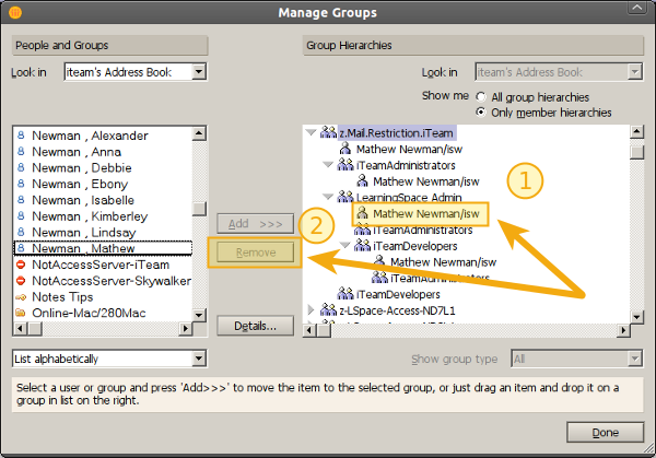 Removing a user from a group