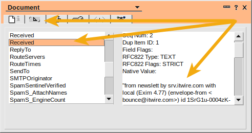 Lotus Notes message headers using the properties dialog