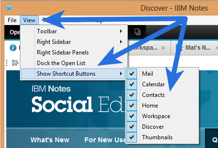 IBM Notes 9.0 - turning Masthead short-cuts on and off