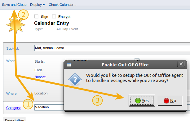 ibm notes out of office